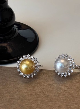 澳白南洋金大珍珠气质纯银戒指女