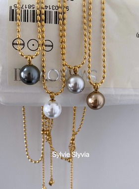 施家强光单颗珍珠锁骨项链毛衣链