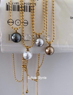 回馈上新9折施家强光单颗珍珠吊坠锁骨项链金色简约高级感毛衣链