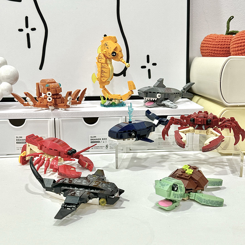 BrosBlock海洋动物儿童积木玩具