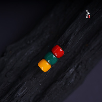 8mm雪巴珠红绿灯三颗一组藏式精品文玩文玩手串配珠散珠经典百搭