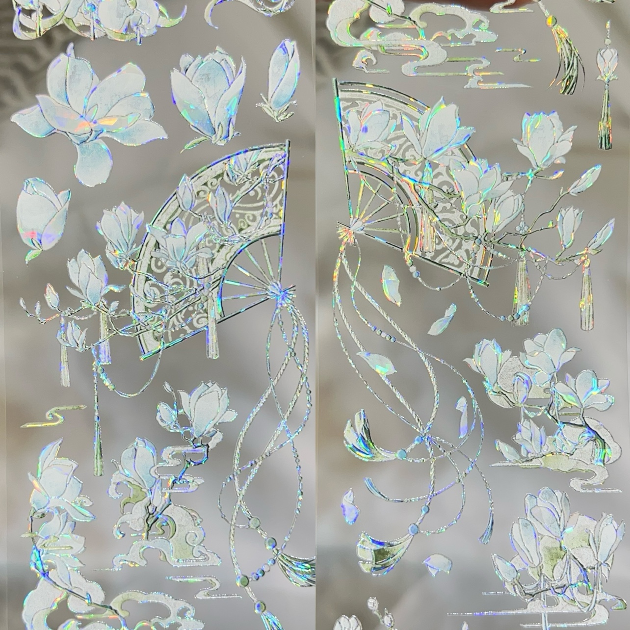 予星社分装胶带珠络玲珑手账胶带古风背景花朵素材流麻咕卡