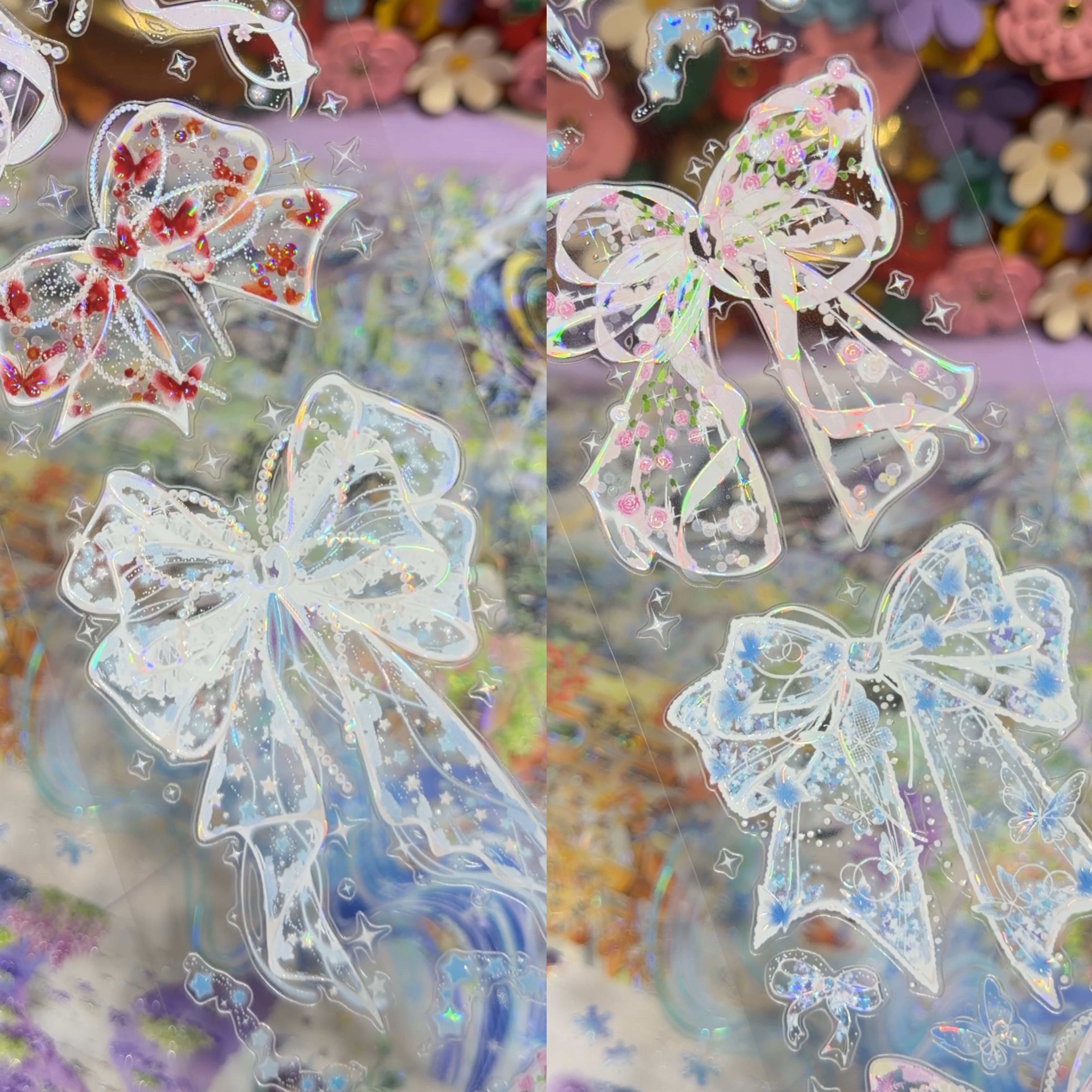 刺猬家分装手账胶带模切星花绮梦蝴蝶结百搭素材流麻咕卡
