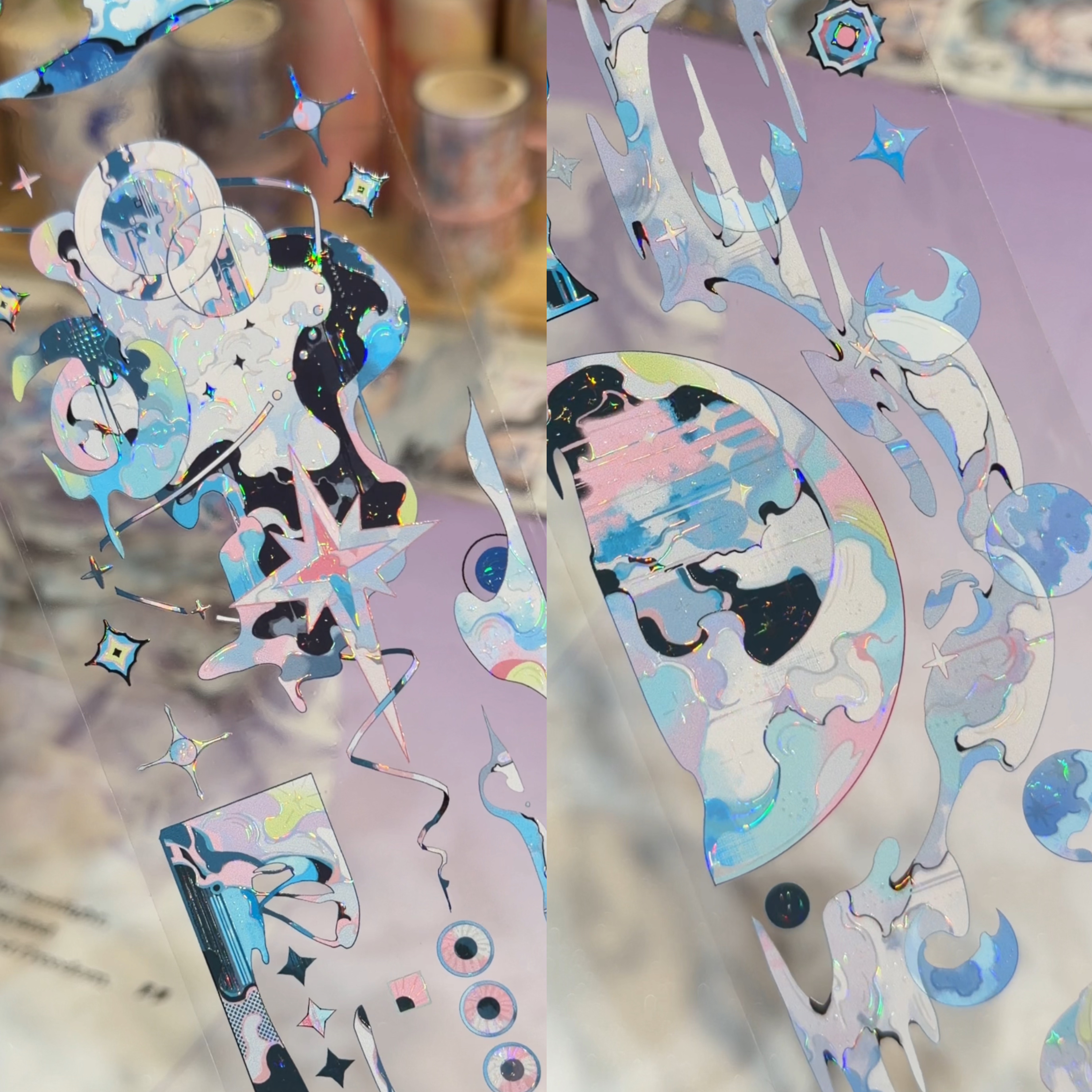 百岚分装手账胶带星墟背景抽像风蓝系流麻咕卡