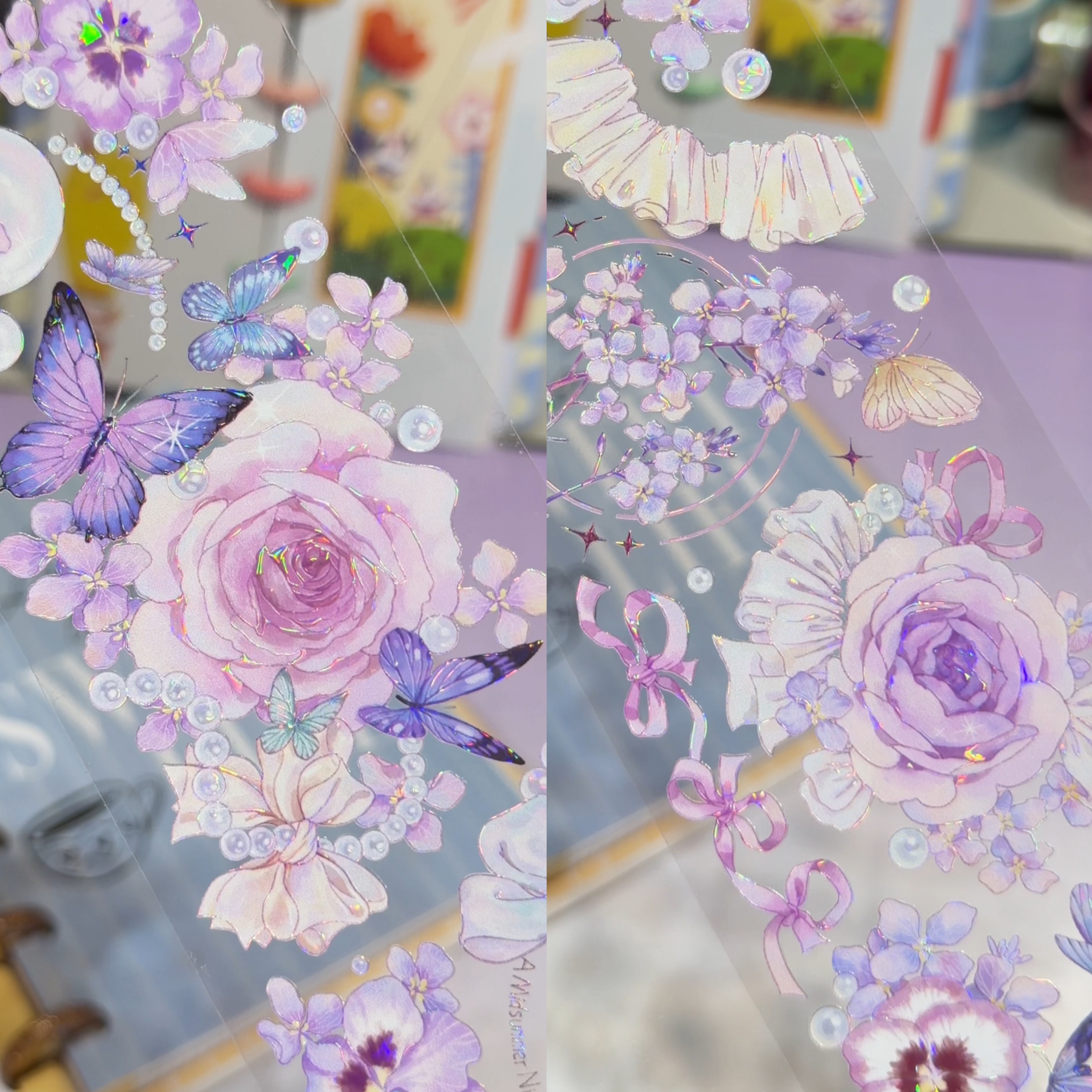 StudioVI分装胶带仲夏夜之梦粉花花朵流麻合集拼贴