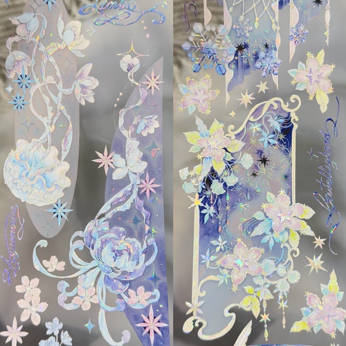 第九航道分装手账胶带琳琅梦衔羽拾光花朵燕飞背景系列流麻咕卡