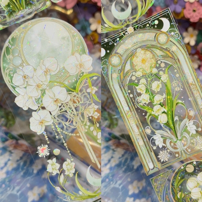 Belongtoyou分装手账胶带藤萝雀羽铃花眠铃花雪大背景流麻咕卡