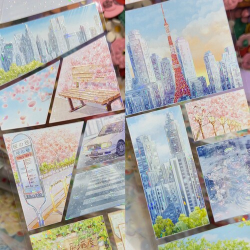 StudioVI分装手账胶带春景.花见录百搭素材流麻原创咕卡背卡