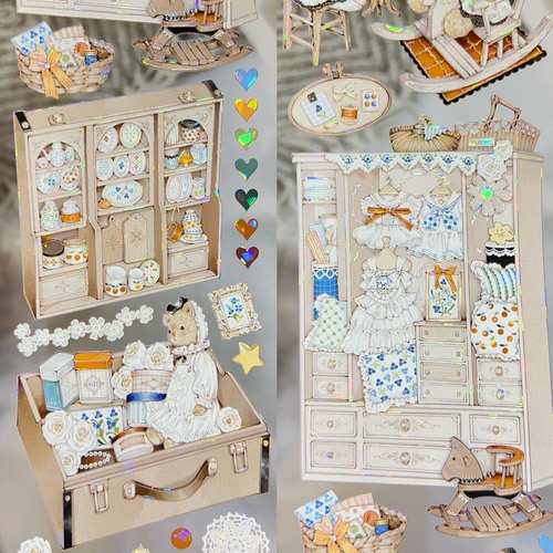 Shine分装手账胶带可露丽玩偶屋优雅邂逅房屋造景房屋桌椅床流麻