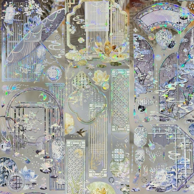 予星社分装胶带轩窗流莹轩窗憩莲 手账胶带流麻咕卡古风窗户系列