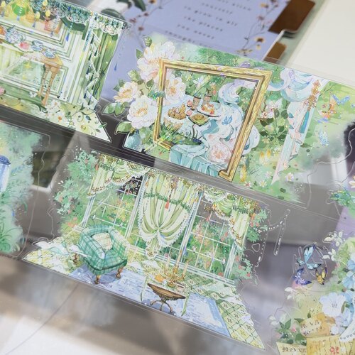 巫女Sama事务所分装模切甜心邂逅田园绿景手机背卡手帐胶带谷美