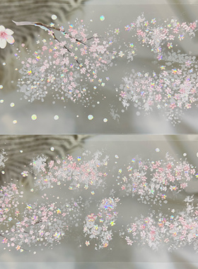 朝夕分装手账胶带樱花落雪蓝色雨季花朵流麻咕卡手账