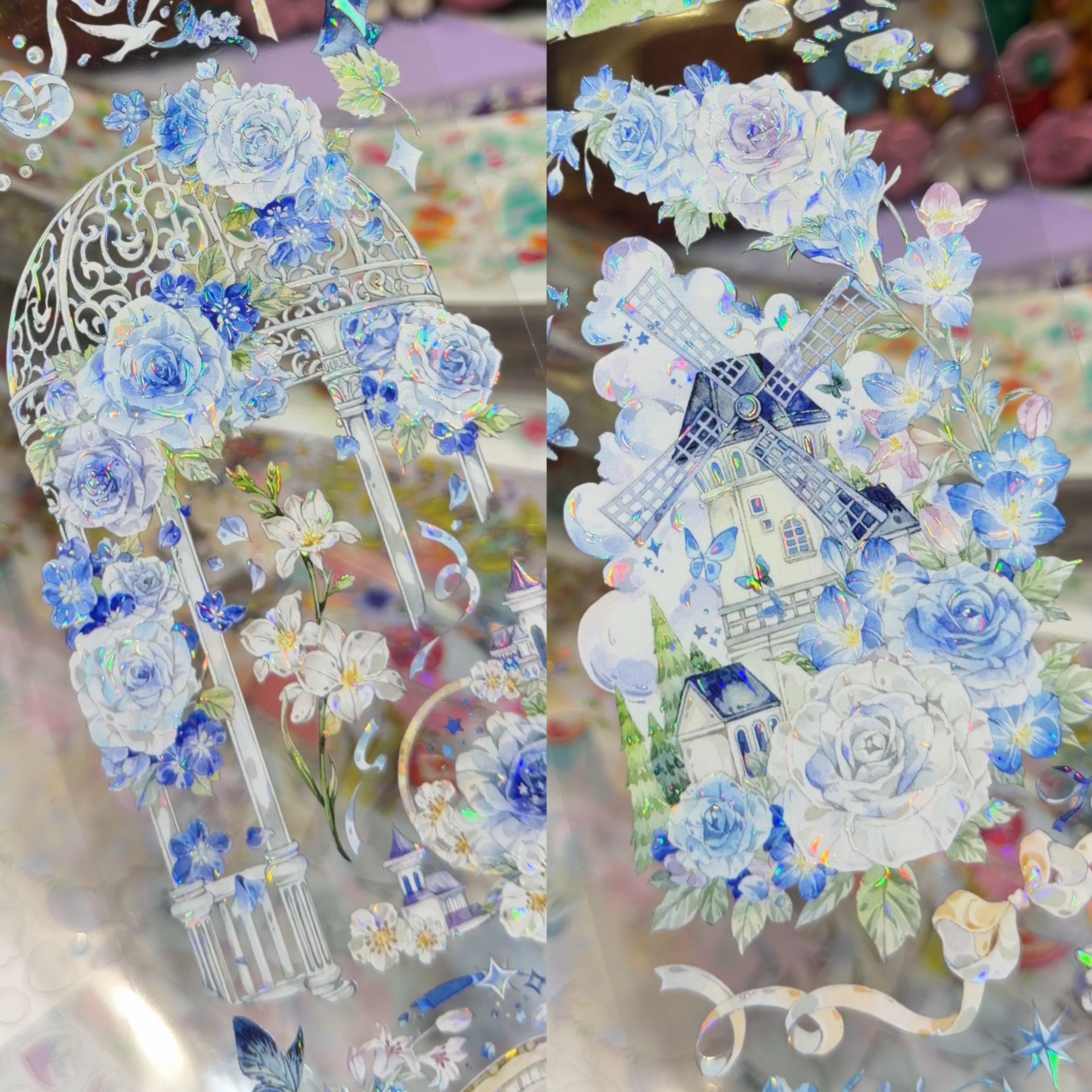 刺猬家分装胶带蓝梦汐语紫藤花蔓黑夜精灵春尘花信绿珠风露花朵