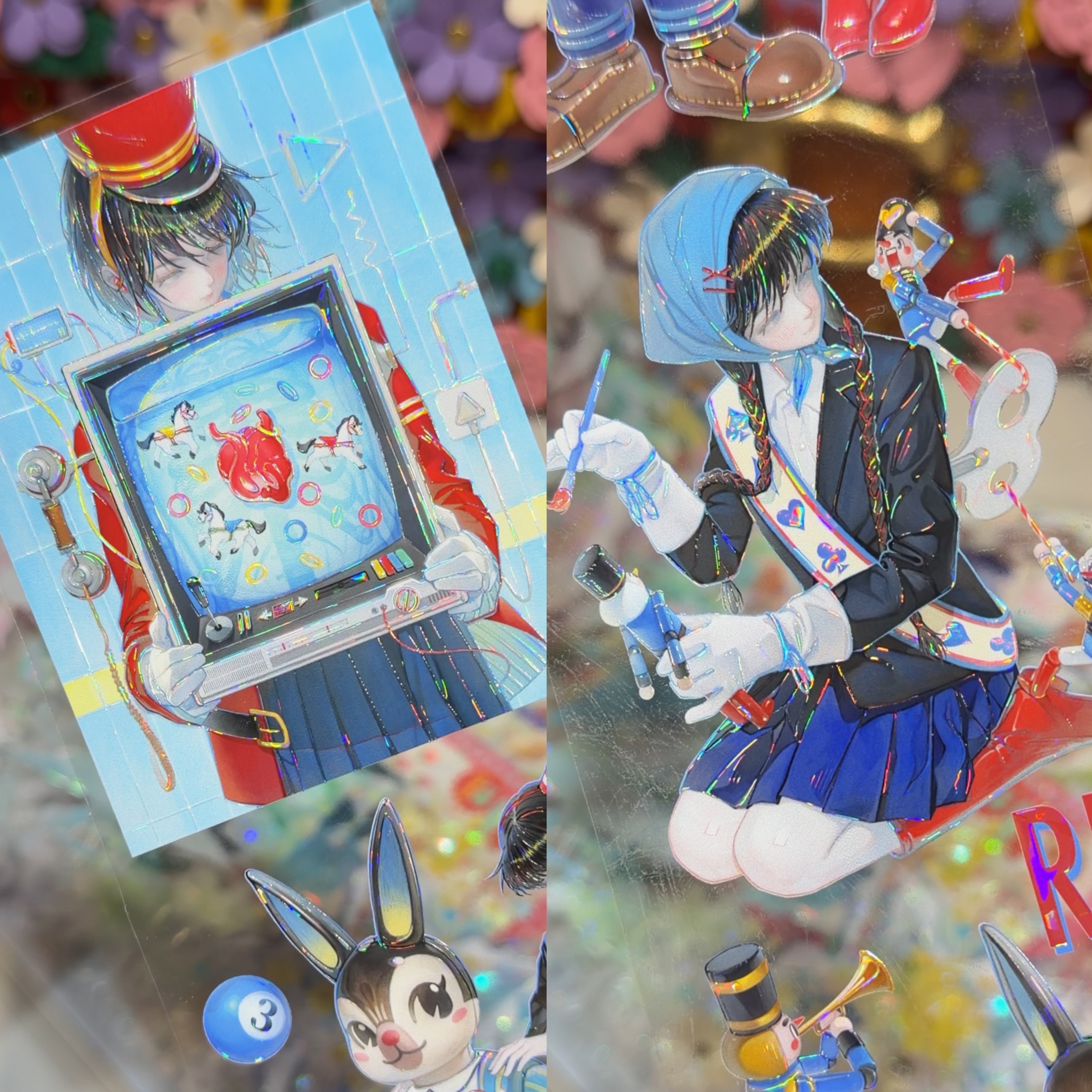 StudioVI分装手账胶带黯淡蓝典人物女孩又没人看绘制原创咕卡背卡