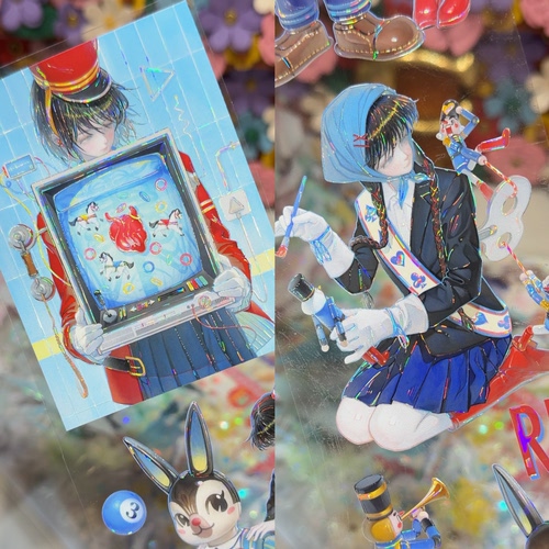 StudioVI分装手账胶带黯淡蓝典人物女孩又没人看绘制原创咕卡背卡