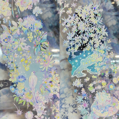 叉叉斯丢丢分装手账胶带银色冬铃冷鸢尾祈与此冬未寄达的潮汐蓝系