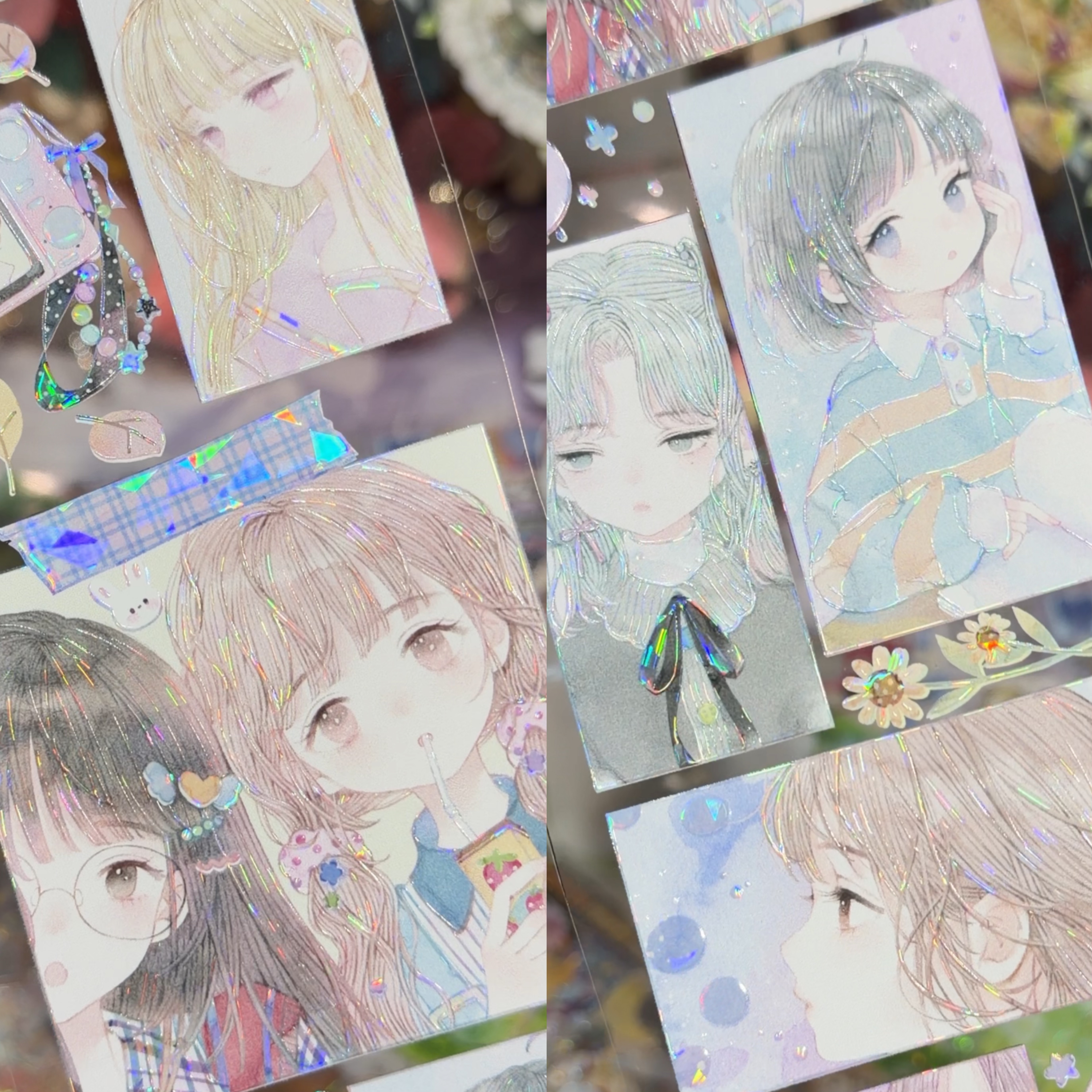 shine分装手账胶带心事收藏家可爱女孩头像流麻咕卡背卡贝壳光