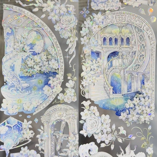 冰川分装 手账胶带飞鸟症与倒悬海纯白祈愿仙气背景流麻咕卡背卡