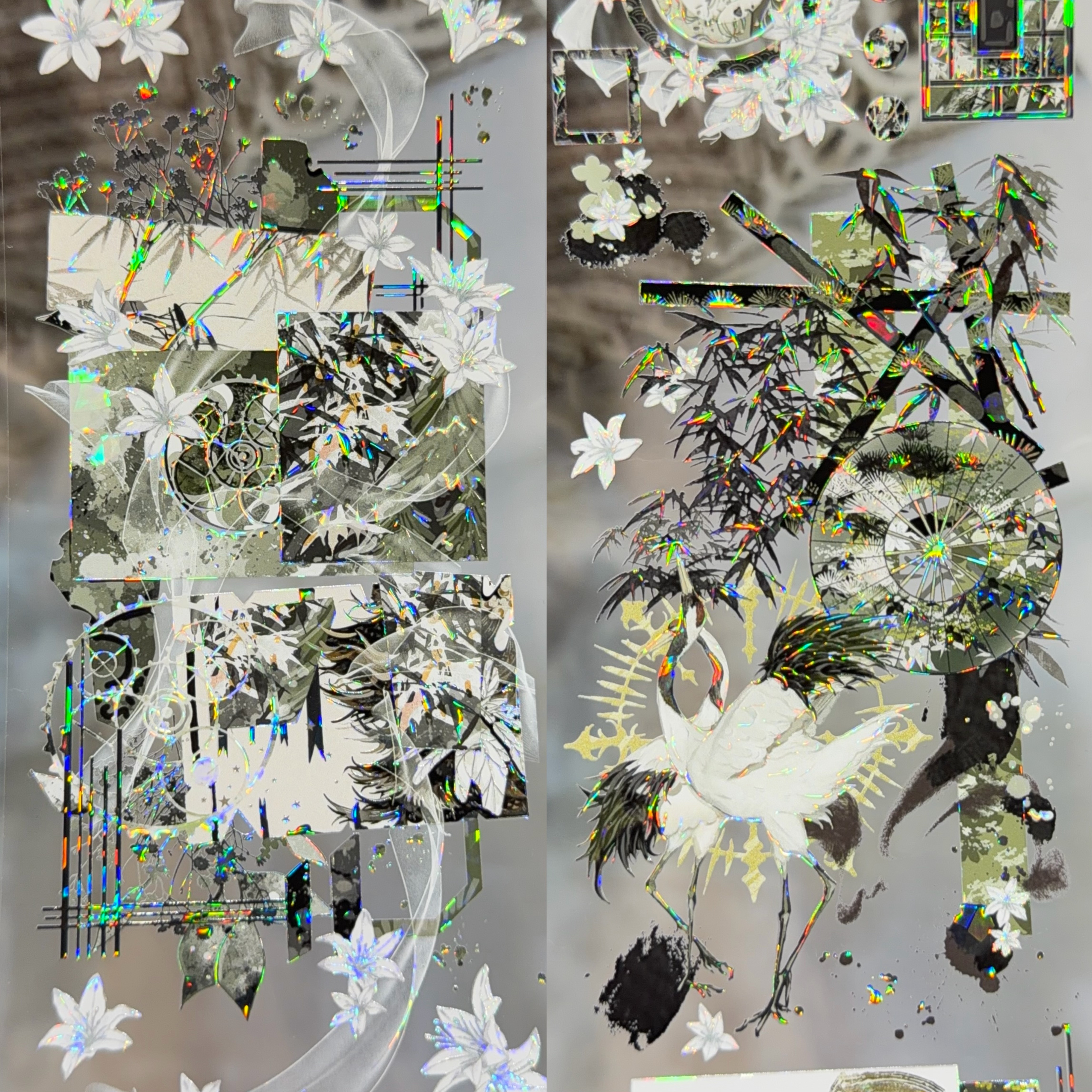 Likey分装胶带月清凉松鹤延年背景款蕾丝流麻咕卡手账拼贴