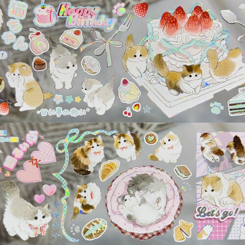 StudioVI分装手账胶带妙妙小猫咪模切贴纸卷贝壳光流麻咕卡背卡