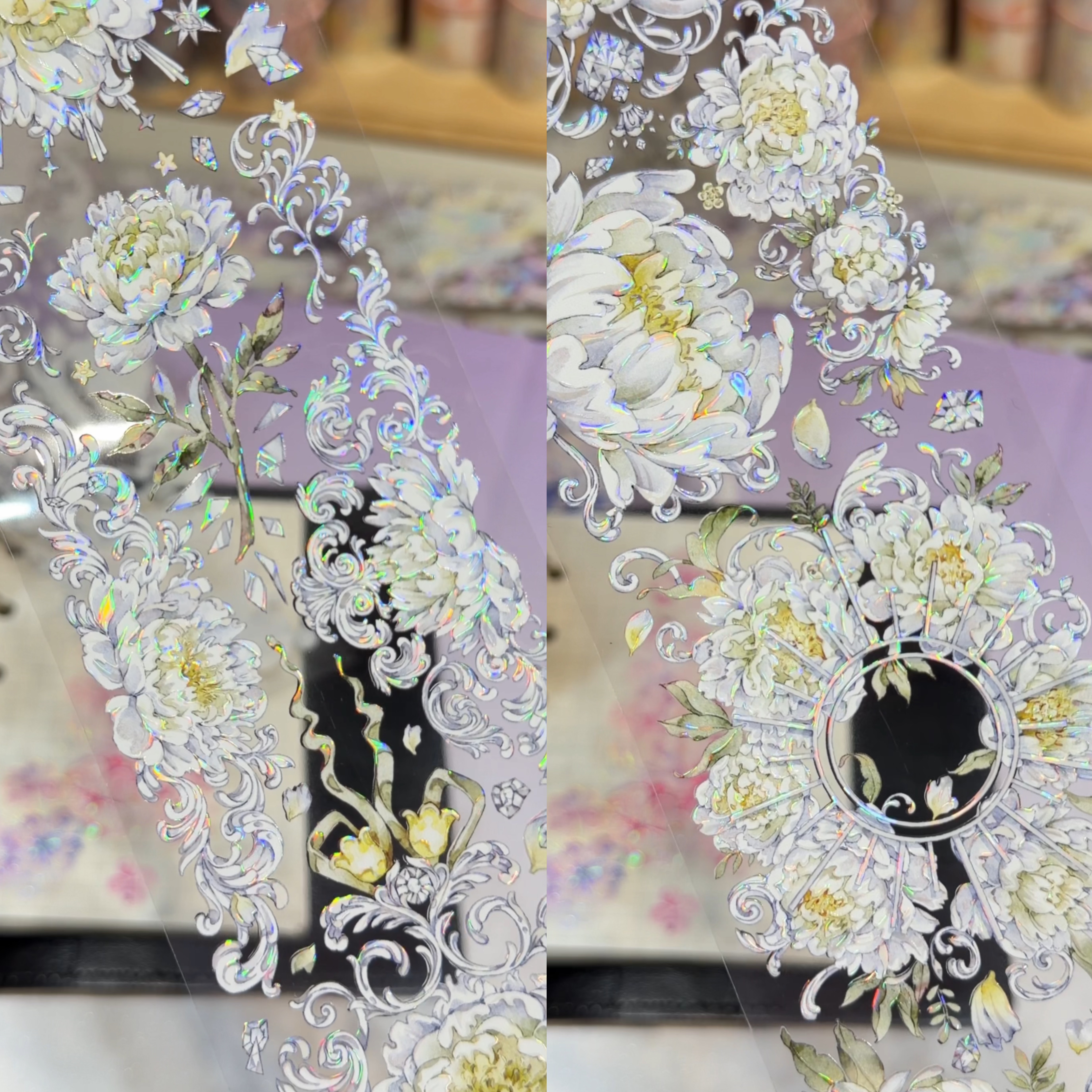 魔法堂分装手账胶带丝绣芳华碧尾白茶清欢不染浅止花朵流麻咕卡