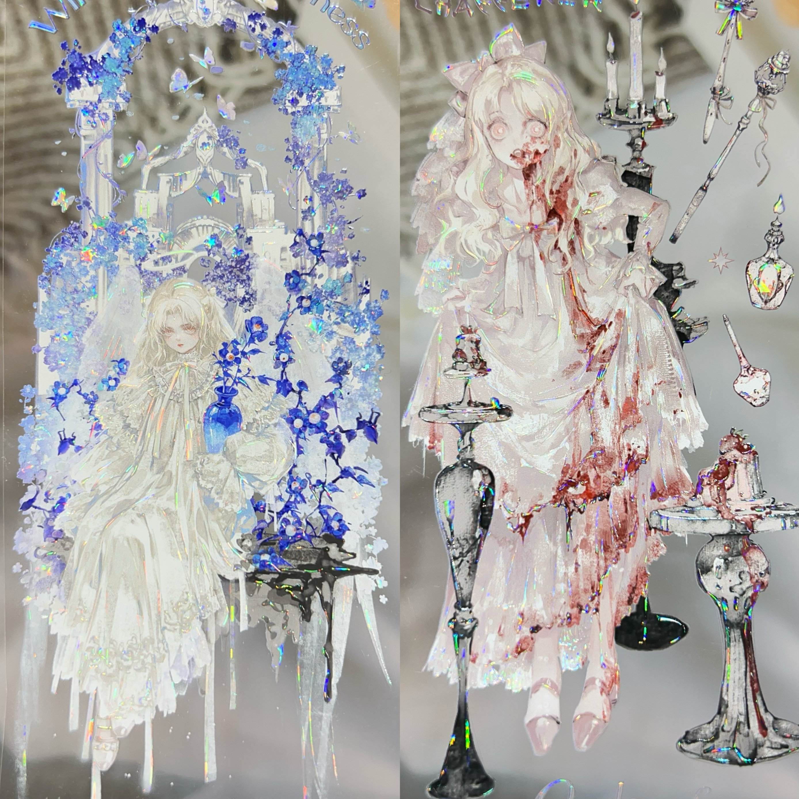 冰川分装手账胶带夏加尔棱镜眠于永昼之隙花物舍阿多尼斯花园蓝红