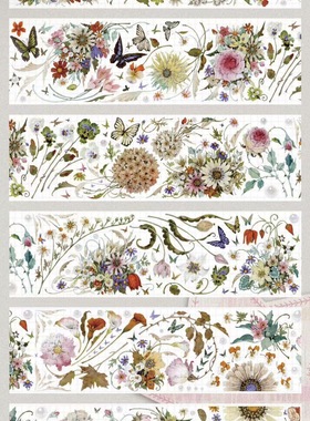 叉叉斯丢丢分装手账胶带小杜丽平行的季节花朵绚丽流麻咕卡背卡