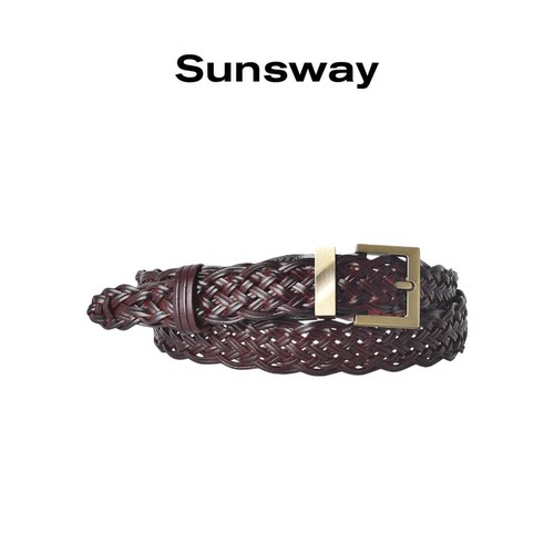 sunsway复古美拉德金方扣女皮带