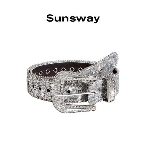SUNSWAY水钻亮片女Y2K腰带