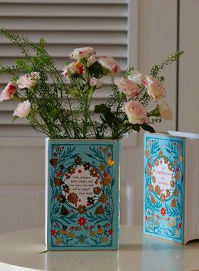 北欧风书本陶瓷花瓶摆件水培干花客厅插花桌面玄关装饰品