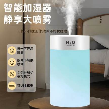 新款USB迷你加湿器家用静音卧室办公室桌面车载小型宿舍补水喷雾