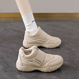 魔术贴一脚蹬超轻软底不累脚孕妇防滑皮面爆款 轻便运动鞋 秋季 女鞋