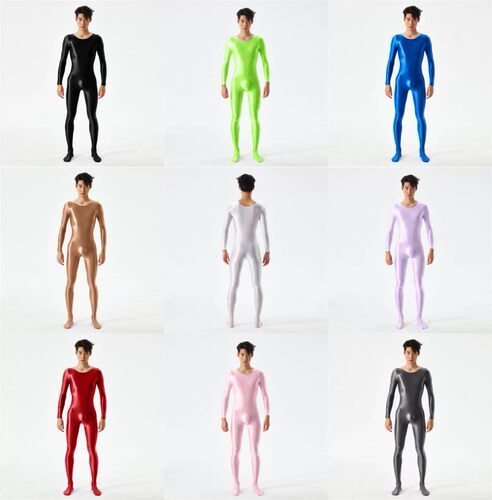 大码男女通用全身连体衣油亮丝滑光泽欧美性感透明爽滑紧身衣7076