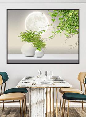 餐厅绿植自粘贴画饭厅背景墙装饰画厨房贴纸瓷砖墙面遮丑壁纸壁画