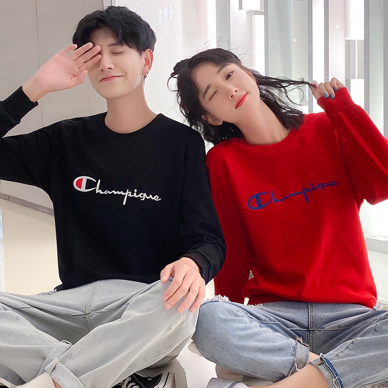 冠軍潮牌卫衣男士圆领无帽情侣装秋装上衣服长袖t恤春秋季外套潮