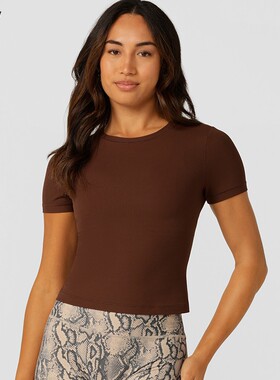 LornaJane运动上衣T恤短袖罗纹修身RIB瑜伽健身跑步日常休闲女LJ