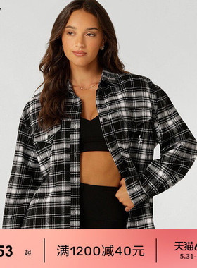 LornaJane运动上衣罩衫长袖外套衬衫格纹FLANNEL瑜伽健身跑步女LJ