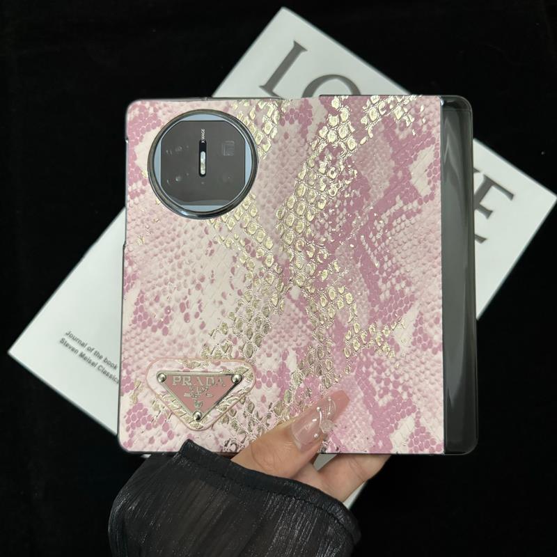 原装正品蛇皮纹粉色适用华为matex5手机壳x3典藏版折叠屏x5典藏版翻盖智能视窗MateXT非凡大师保护套xt全包防