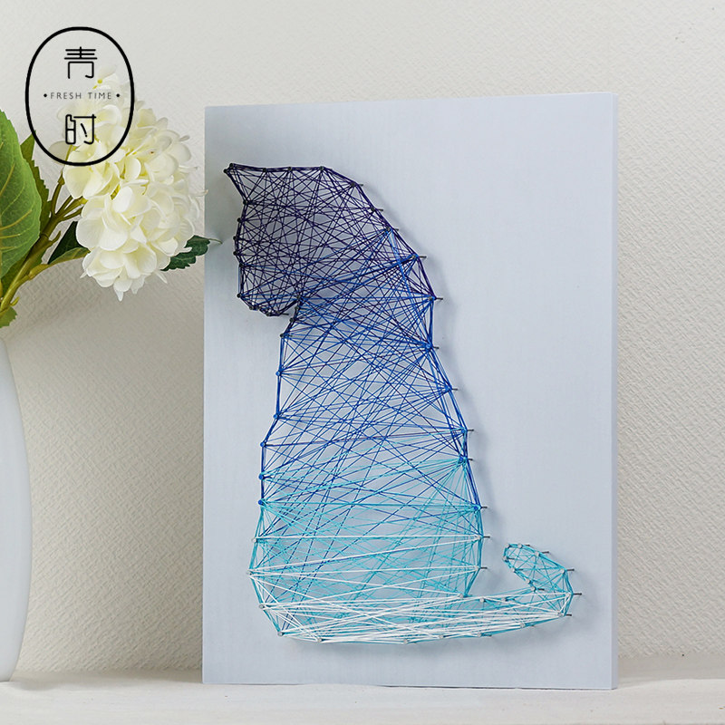 星空猫北欧纱线画立体钉子绕线画摆件礼物手工diy材料包邮