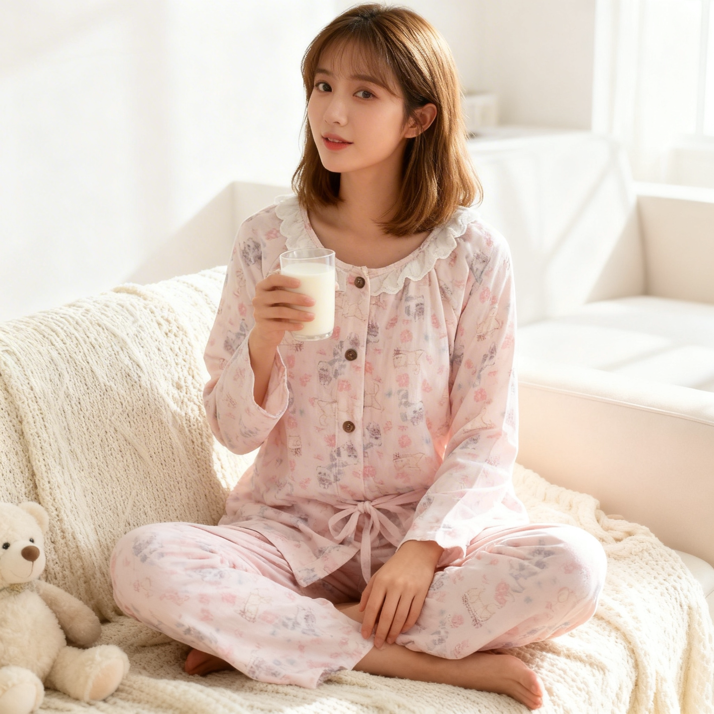 超好看独特早春漂亮睡衣时尚洋气家居服女可外穿长袖长裤女款春装