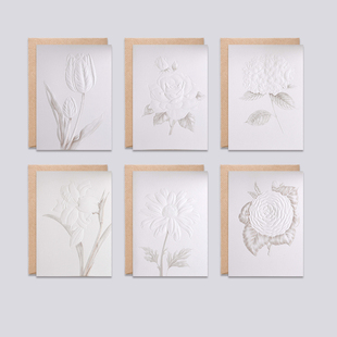 创意商务浮雕鲜花教师节贺卡生日婚礼通用感恩祝福简约感谢小卡片