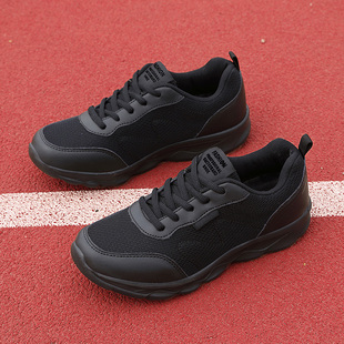 防滑黑色运动鞋女鞋2023新款春秋网面透气轻便软底休闲旅游跑步鞋