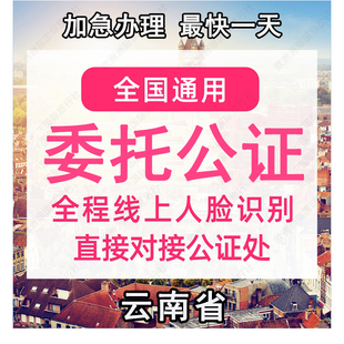 云南省公证处委托书声明签名字出行同意书证据保全过户异地远程