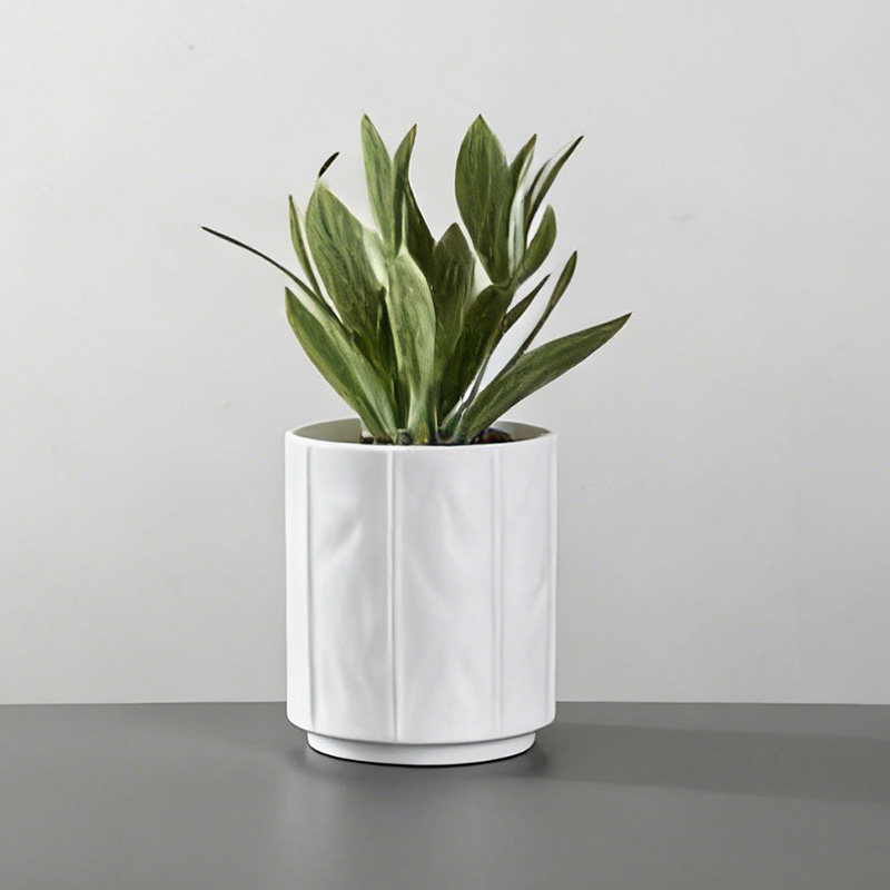 现代简约白色竖纹陶瓷花盆仿真绿植套装客厅桌面装饰摆件,鲜花速递/花卉仿真/绿植园艺,花盆,淘宝优惠券,粉丝福利购,淘宝优惠卷