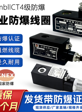 电磁阀脉冲阀防爆线圈工业级气体粉尘防爆DC24V防水T4木林森0920