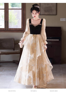 在逃公主声乐艺考连衣裙 高级感气质长袖 法式 敬酒服女2026新款