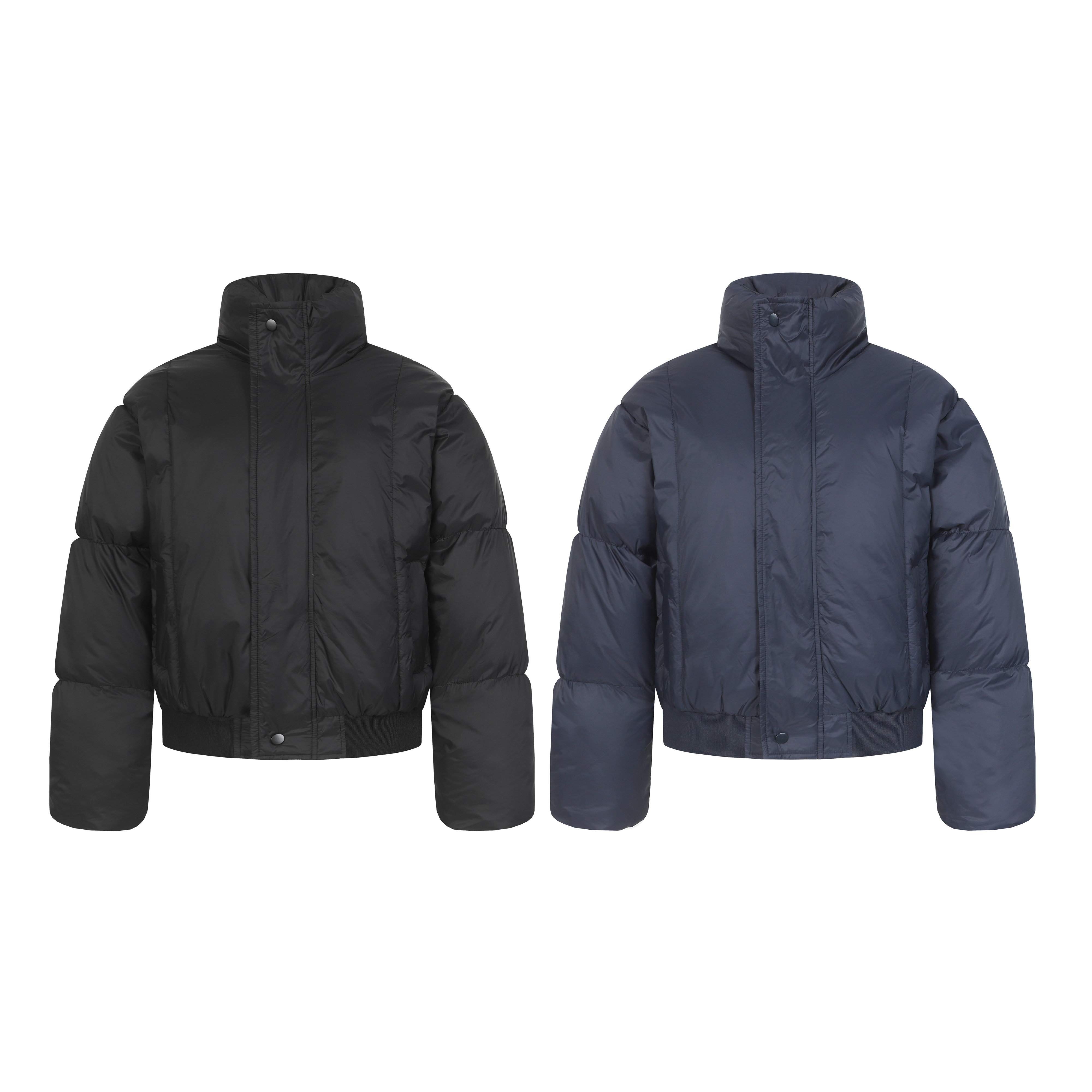 秋冬立领短款羽绒棉服男女宽松