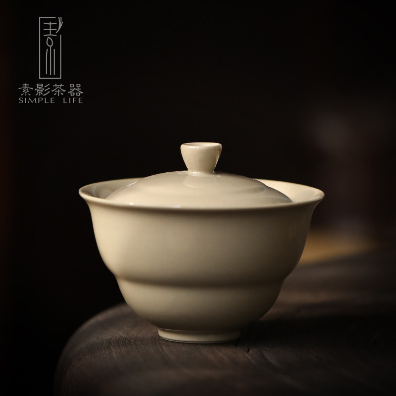 素影 草木灰福禄盖碗 中式无托盖碗创意葫芦陶瓷泡茶碗茶具茶杯