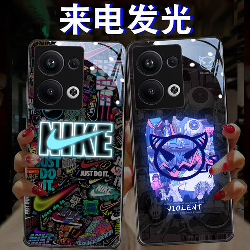 潮牌OPPO系列玻璃智能发光手机壳