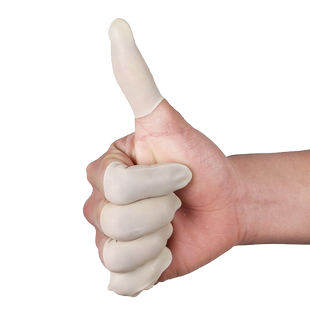 切口乳胶手指套防护橡胶工业防滑耐磨加厚防水粉笔点钞手指套